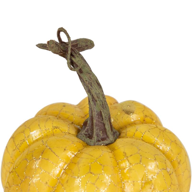 Crackle Finish Fall Harvest Pumpkins - 4" - Orange Yellow and Brown - Set of 3