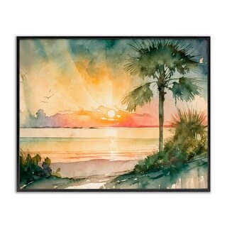 Stupell Sunrise Through Palms Framed Giclee Art Design By Svetlana ...