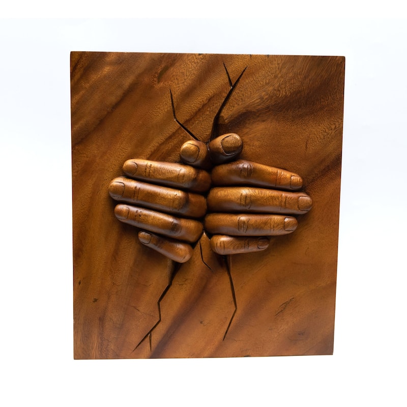 16" Wooden Handmade Abstract Sculpture Statue Handcrafted - A New Hope - Art Decorative Home Decor Accent Decoration Gift