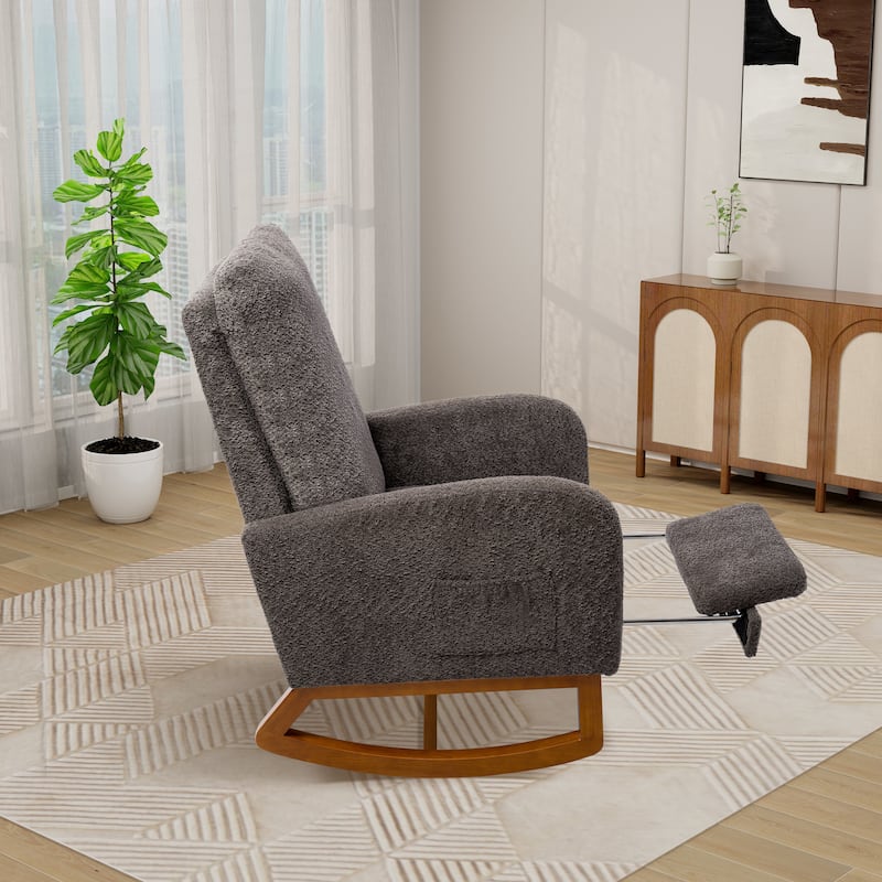 Rocking Accent Armchair with Wood Legs