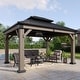 preview thumbnail 1 of 62, Aoxun Outdoor Cedar Wood Gazebo with Double Hardtop Roof