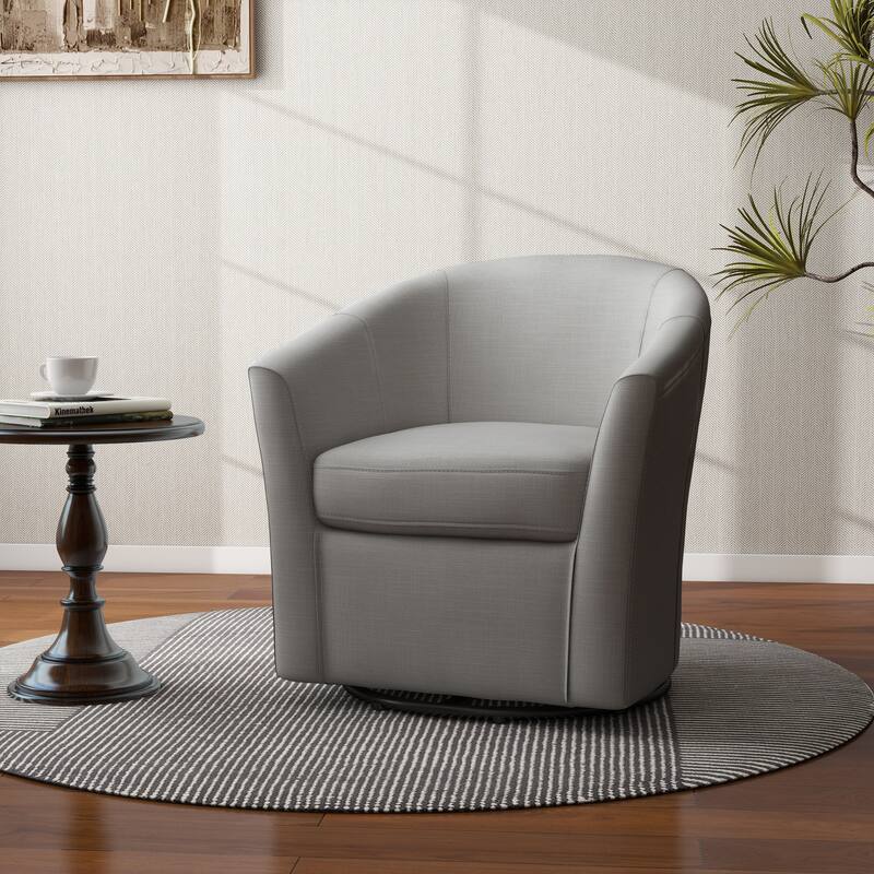 Linen Armchair Swivel Barrel Accent Chairs for Living Room - 1-Piece - Coffee