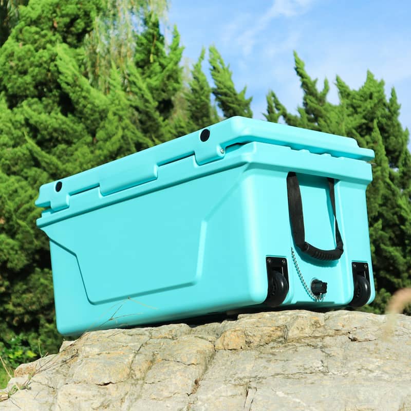 65 qt. Outdoor Portable Ice Chest Camping Cooler with Wheels - Lake Blue