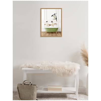 Kate and Laurel Sylvie Penguins in Transitional Bathtub Framed Canvas by Amy Peterson