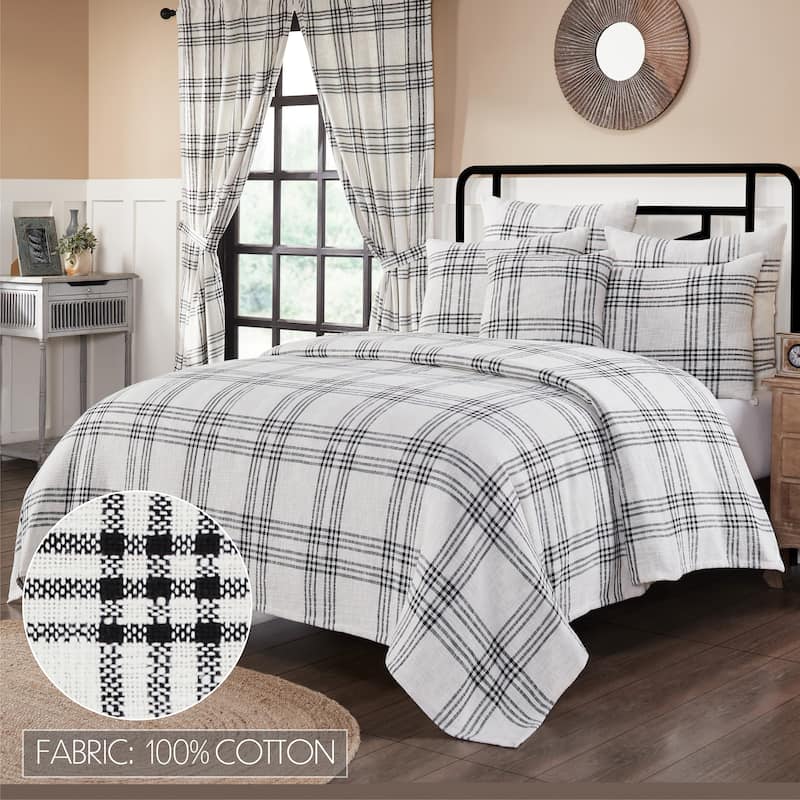 Black Plaid King Coverlet 97x110