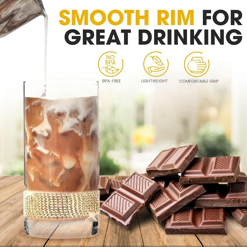 Berkware Luxurious Highball Cocktail Sparkling"Diamond" Studded Glasses