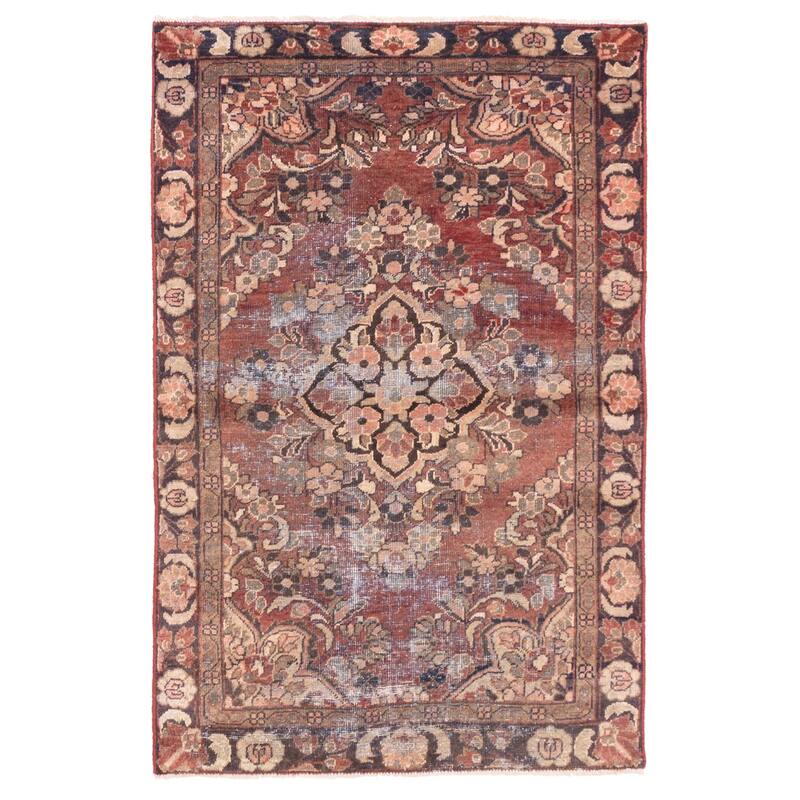 ECARPETGALLERY Hand-knotted Antalya Vintage Dark Red Wool Rug - 3'10 x 6'0