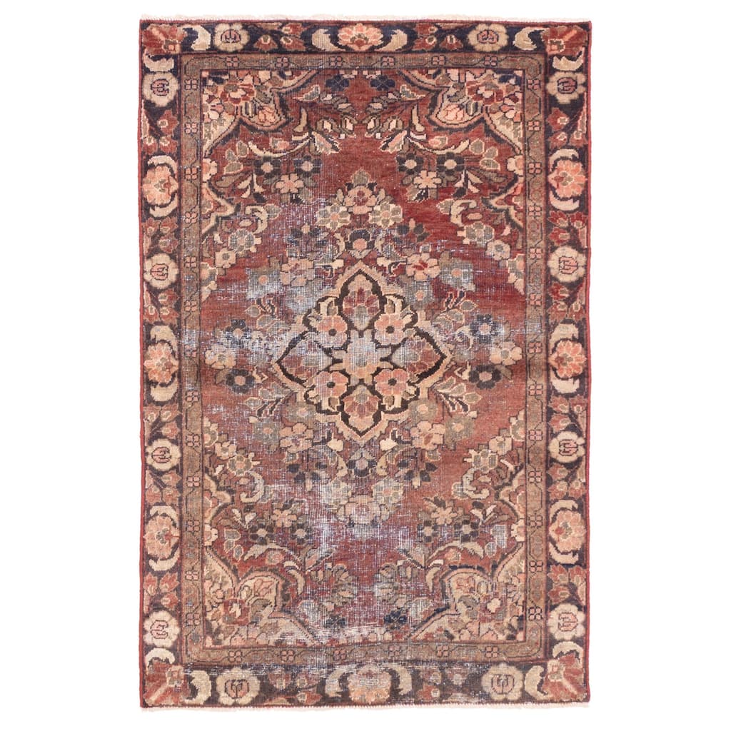 ECARPETGALLERY Hand-knotted Antalya Vintage Dark Red Wool Rug - 3'10 x 6'0