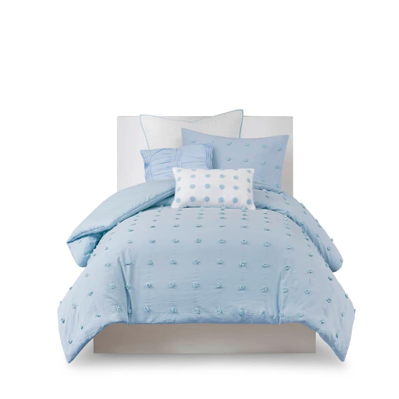 Intelligent Design Brooklyn Cotton Jacquard Comforter Set with Euro Shams and Throw Pillows