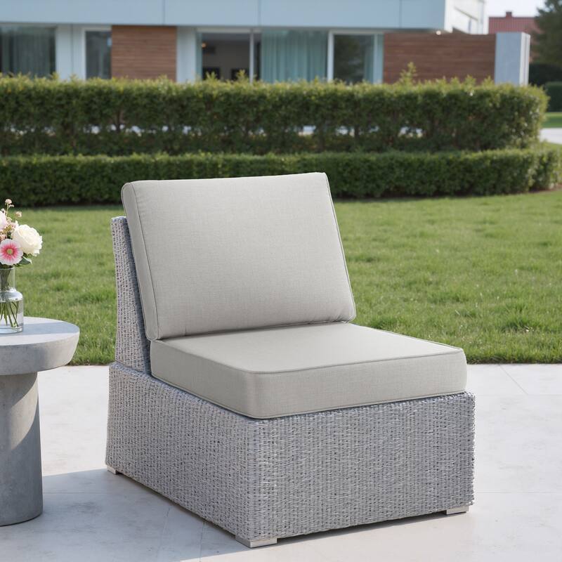 Sunbrella Indoor Outdoor Chair Cushion and Pillow - LIGHT GRAY - Rectangular