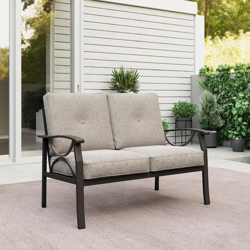 All-Weather Outdoor 2 Seats Sofa Couch - Brown