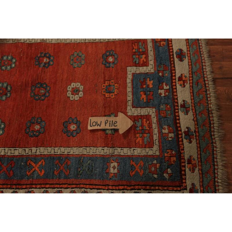 Hand Knotted Oriental 100% Wool Carpet Traditional Geometric Red Kazak Area Rug - 4' 9'' X 4' 0''