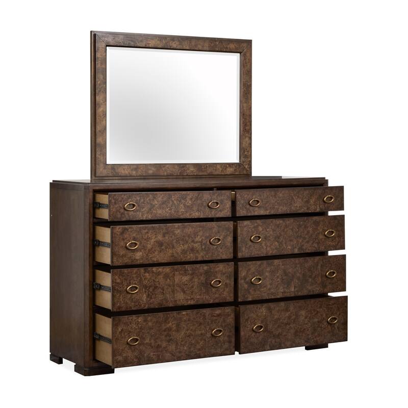 Magnussen Home Rowan Espresso Drawer Dresser with Landscape Mirror