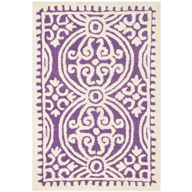 SAFAVIEH Handmade Cambridge Myrtis Modern Moroccan Wool Area Rug - 2' x 3' - Purple/Ivory