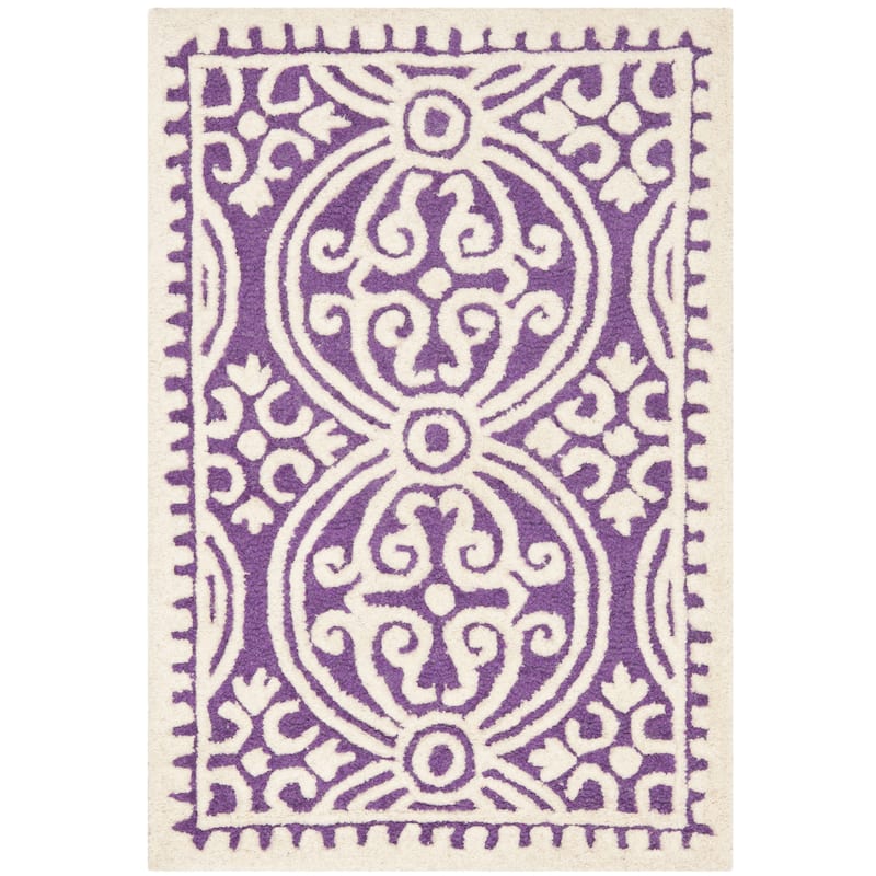 SAFAVIEH Handmade Cambridge Myrtis Moroccan Wool Rug - 2'6" x 4' - Purple/Ivory - Rectangle
