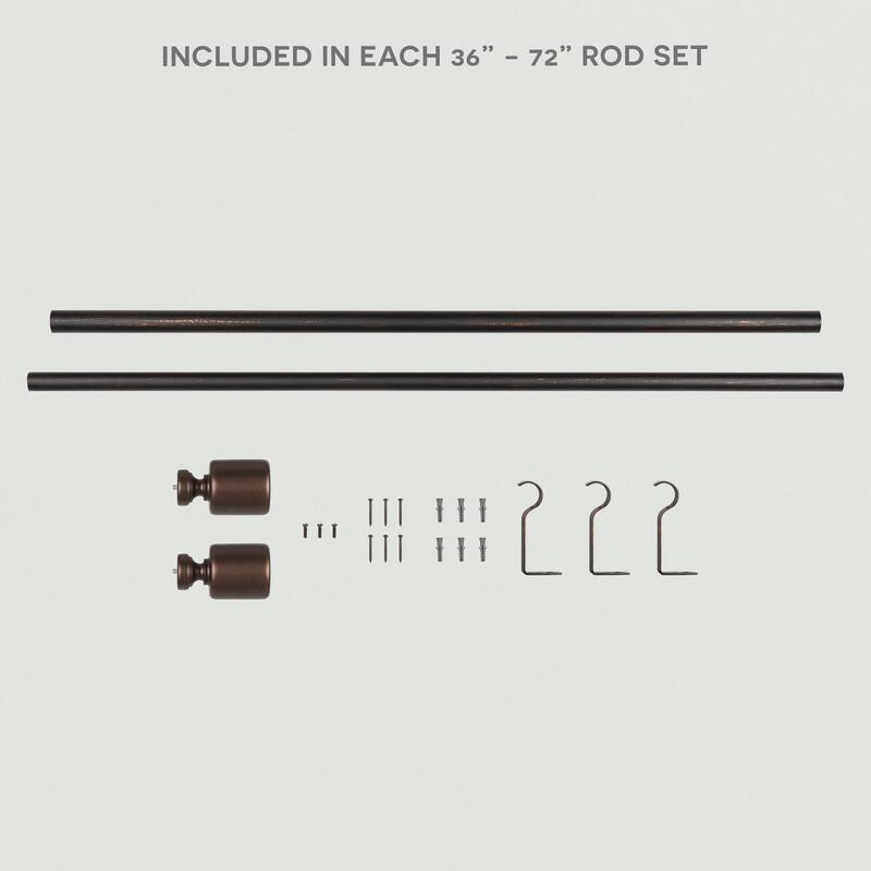 ATI Home Rino 1" Adjustable Window Curtain Rod and Finial Set