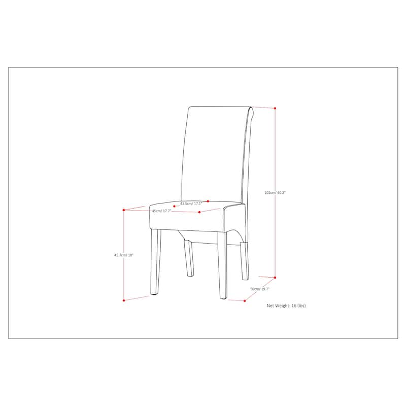WYNDENHALL Franklin Transitional Deluxe Parson Dining Chair (Set of 2) - 17.7"w x 19.7"d x 40.2"h