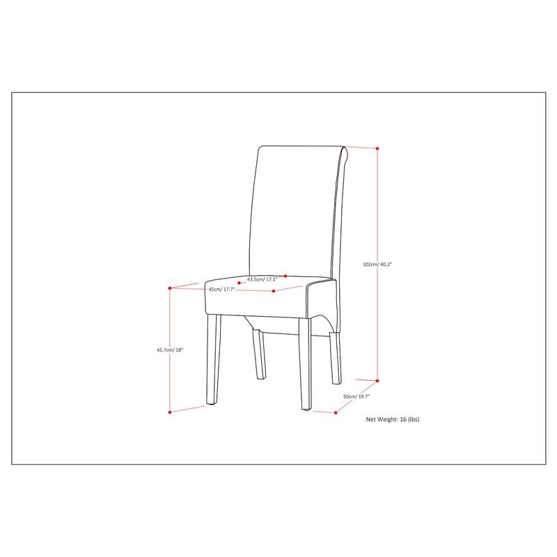WYNDENHALL Franklin Transitional Deluxe Parson Dining Chair (Set of 2) - 17.7"w x 19.7"d x 40.2"h