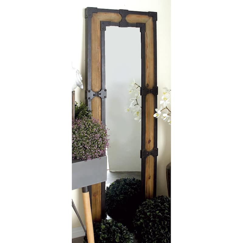 Wood Floor Mirror - Brown - Roche River Decor - 2"W x 21"L x 68"H