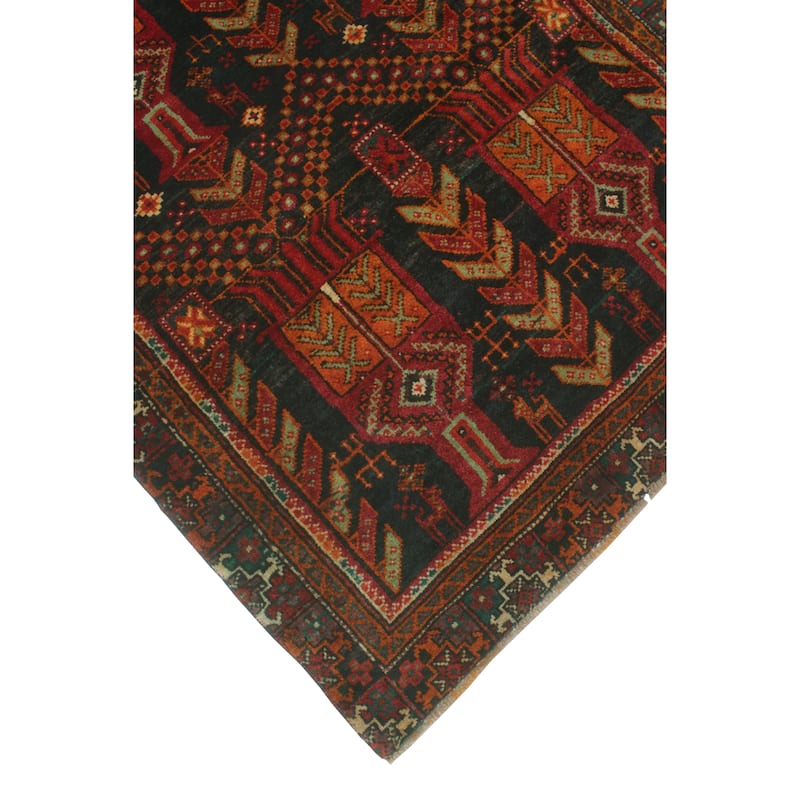 Fine Vintage Distressed Rayna Red/Charcoal Runner - 3'2" x 7'11"