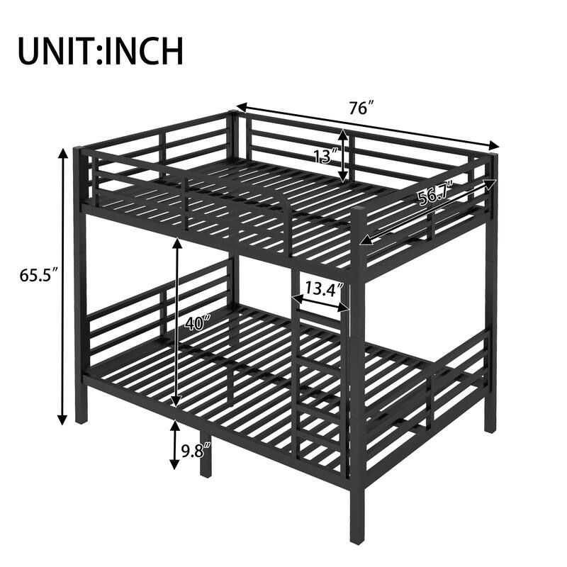 Metal Bunk Bed for Teens and Adults, Space-Saving Design, Noise Reduced