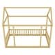 preview thumbnail 8 of 7, Stylistic Elements Twin Size Floor Wooden Kids Bed with House Roof Frame and Safety Guardrails, Natural