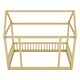 preview thumbnail 8 of 7, Twin Size Floor Kids Bed with House Roof Frame and Guardrails, Natural