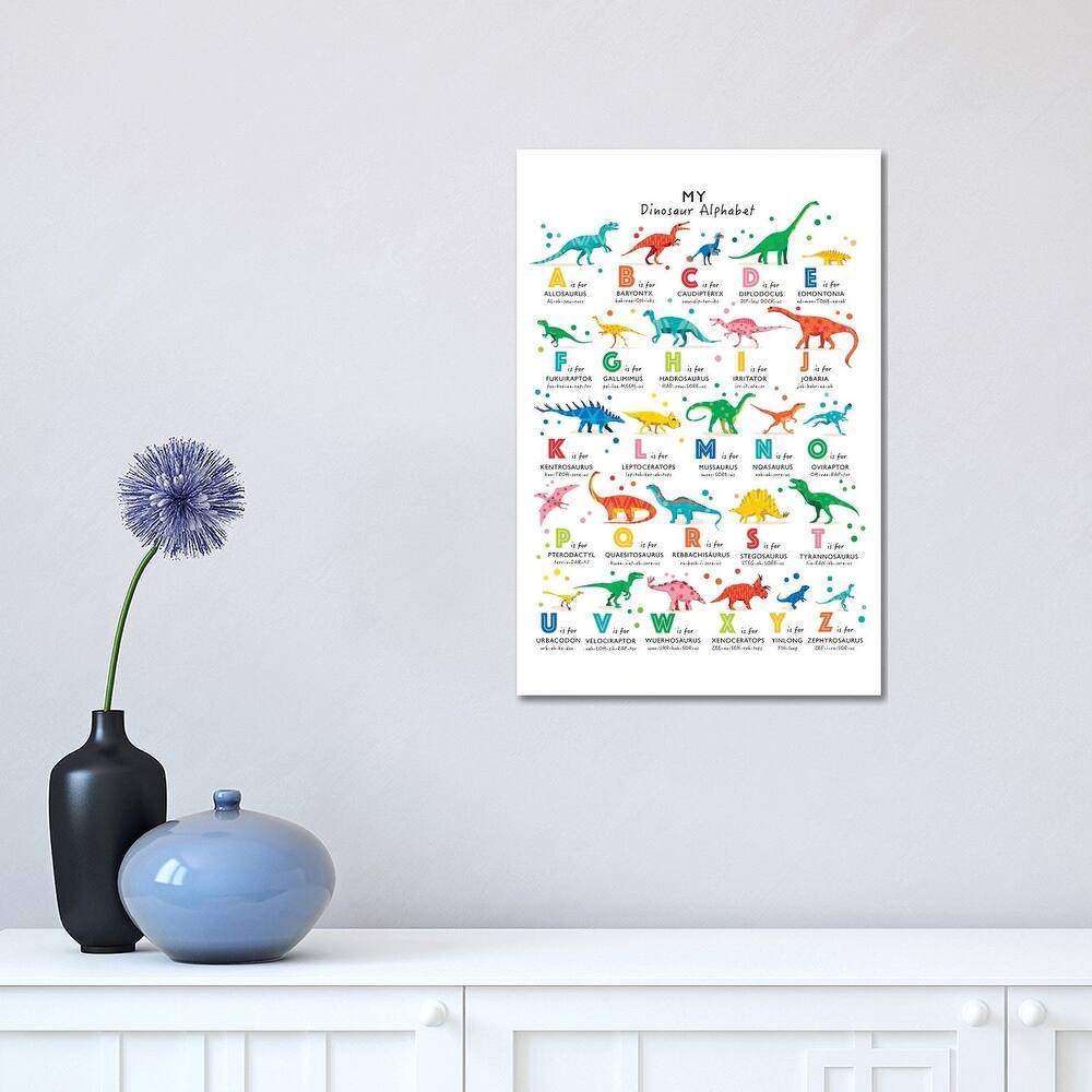 iCanvas "Bright Dinosaur Alphabet" by PaperPaintPixels Canvas Print