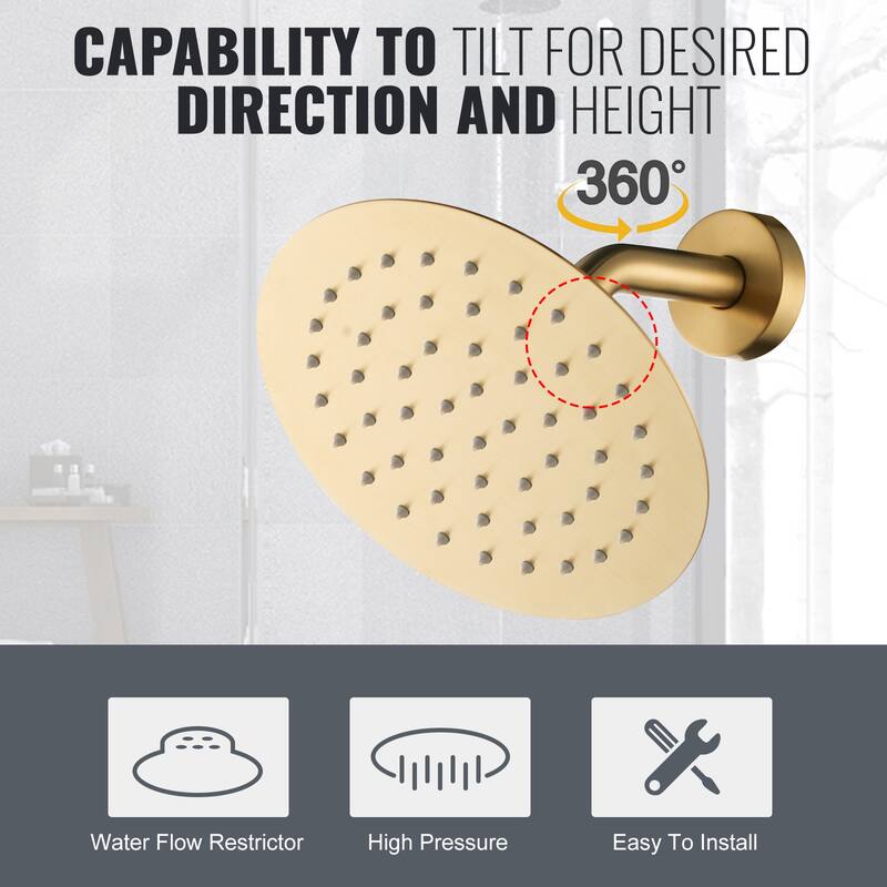 WOWOW Wall Mounted Bathroom Shower Faucet Valve Included