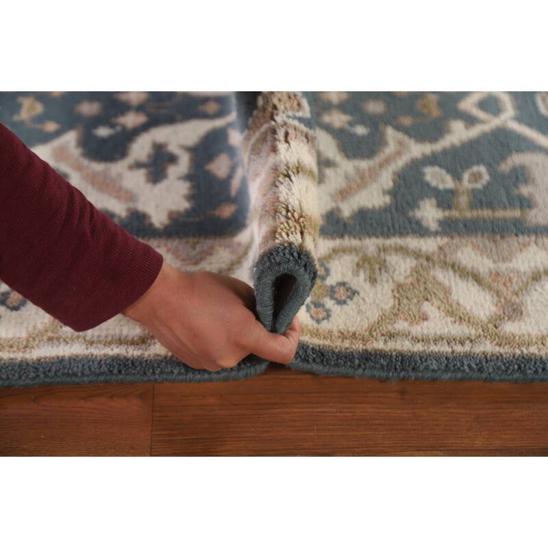 Blue Oushak Oriental Runner Rug Handmade Wool Carpet - 2'6"x 11'10"