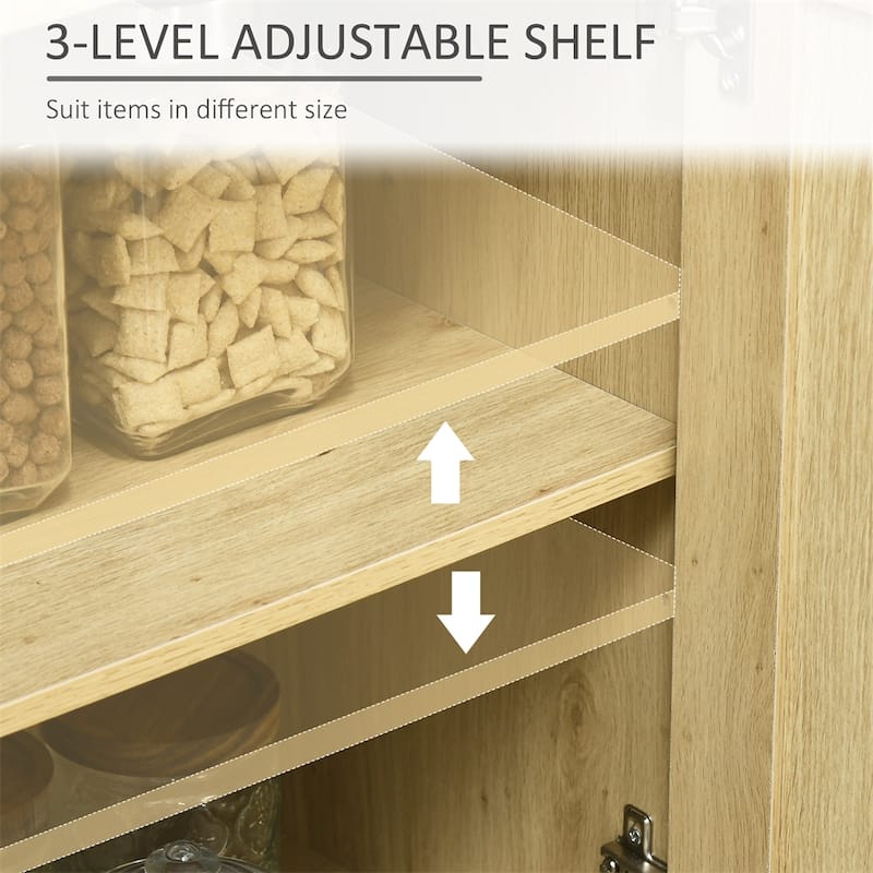 Sideboard Buffet Cabinet with Rattan Doors and Adjustable Shelves