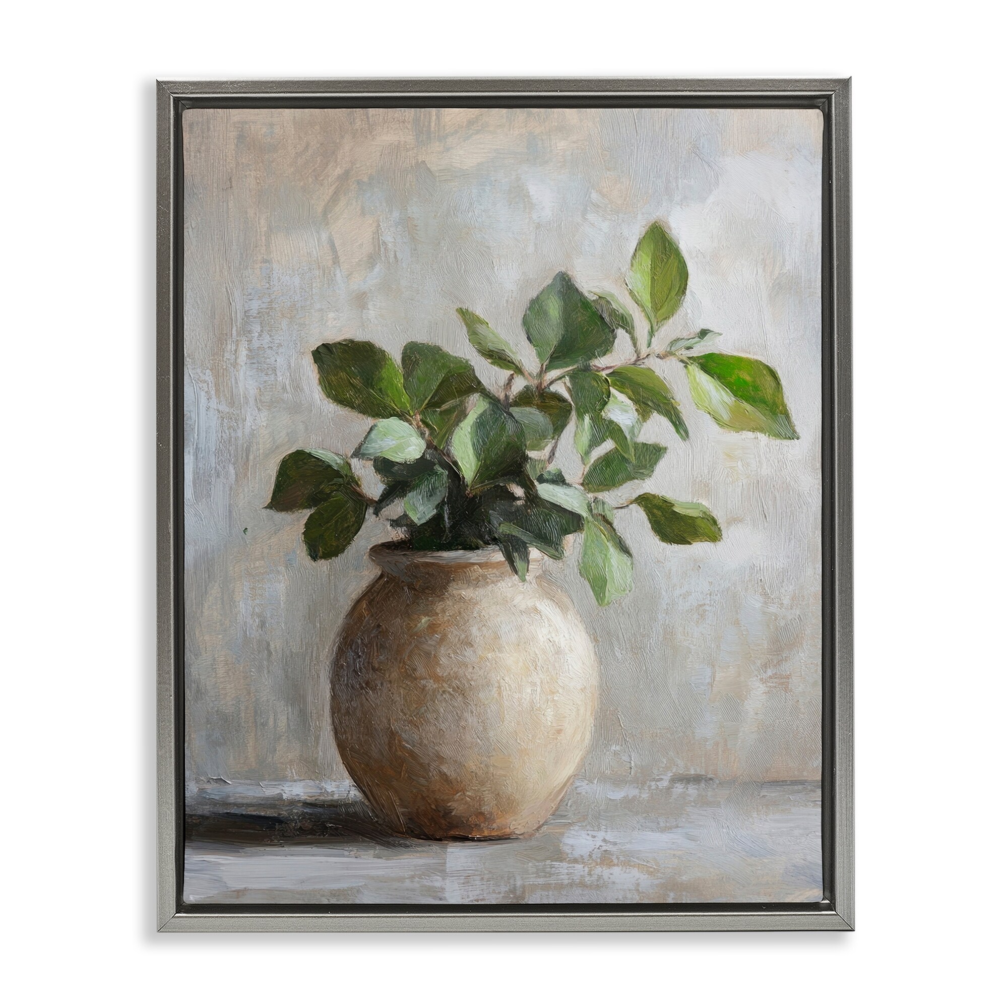 Stupell Potted Green House Plant Framed Floater Canvas Wall Art Design By Petal Prints Design