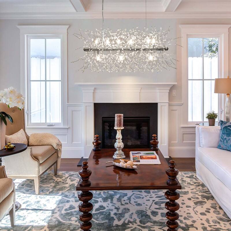 9-Light Modern Linear Firework Dandelion Crystal Chandelier