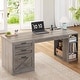 preview thumbnail 31 of 156, Farmhouse Executive L Shaped Desk Home Office Desk with Drawers and Storage Cabinet & Power Outlet