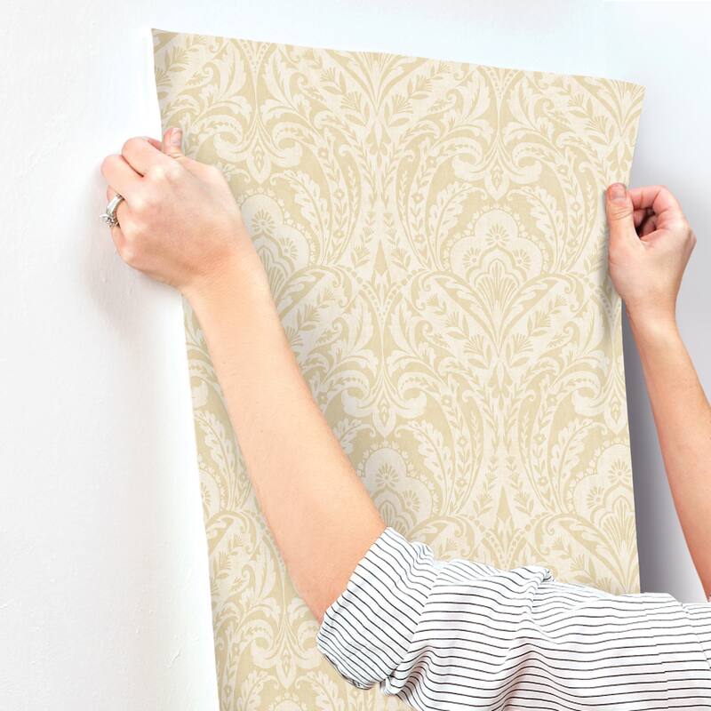 A-Street Prints Berkshire Butter Damask Wallpaper