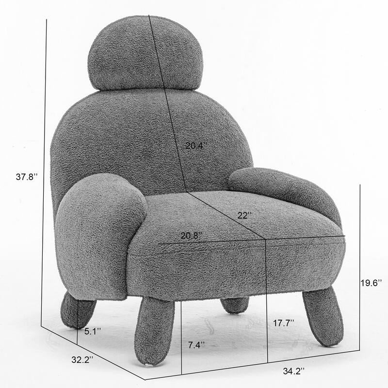 SEYNAR Modern Faux Sherpa Upolstered High Back Armless Accent Chair