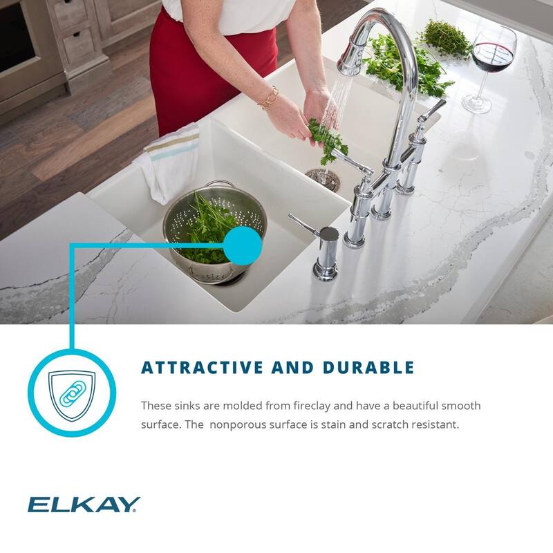 Elkay Fireclay 30" x 19-15/16" x 9-1/8", Single Bowl Farmhouse Sink