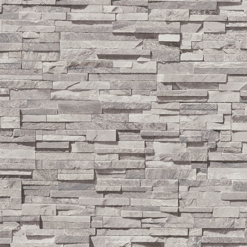 Galerie Wallcoverings Bricks and More Collection Granite Stone Effect Matte Finish Vinyl on Non-woven Wallpaper Roll - 33-feet long x 21-inches wide - Grey