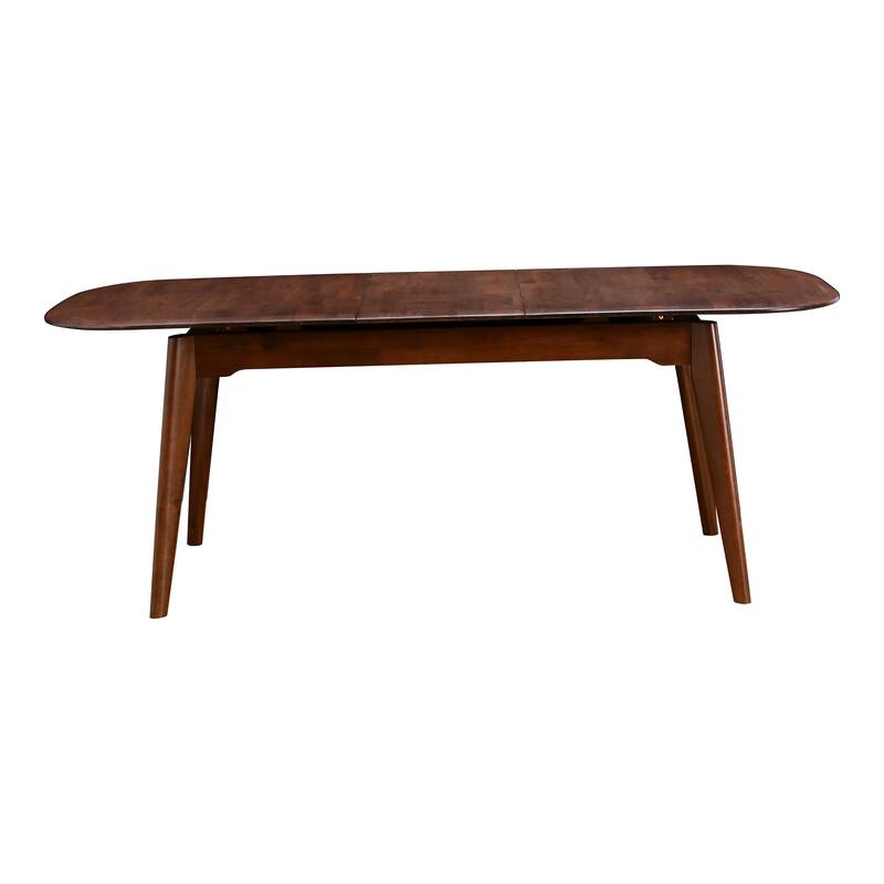 Furniture of America Abigail VII Mid-Century Modern 7-Piece Rich Walnut Solid Wood 79-inch Extendable Dining Set