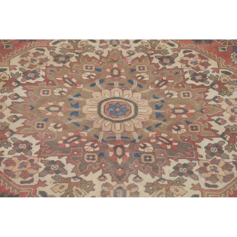 Pink Bakhtiari Vintage Persian Area Rug Handmade Wool Carpet - 6'10" x 9'10"
