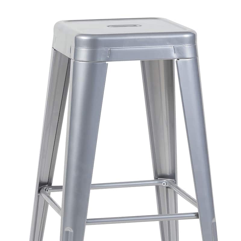 AC Pacific 30 Inch Industrial Stackable Metal BarStools Set of 2