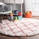 preview thumbnail 12 of 11, Nuloom Soft and Plush Cloudy Trellis Kids' Shag Area Rug 5'3" Round - Baby Pink