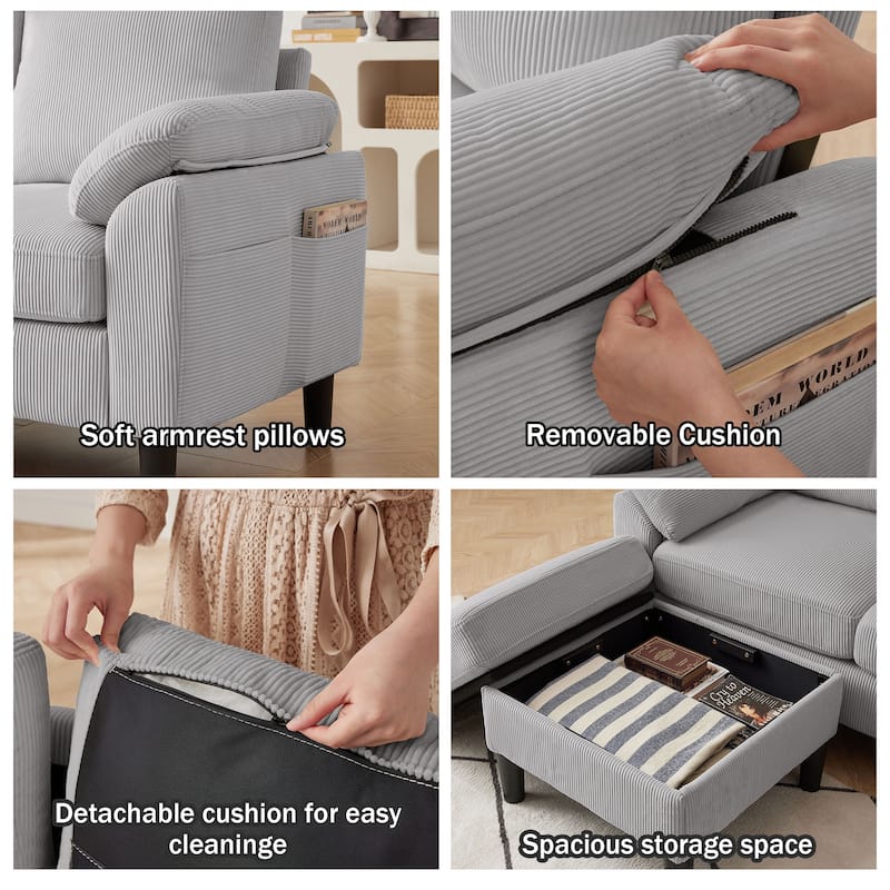 4-Piece Living Room Sectional Sofa Set with Loveseat and Chair