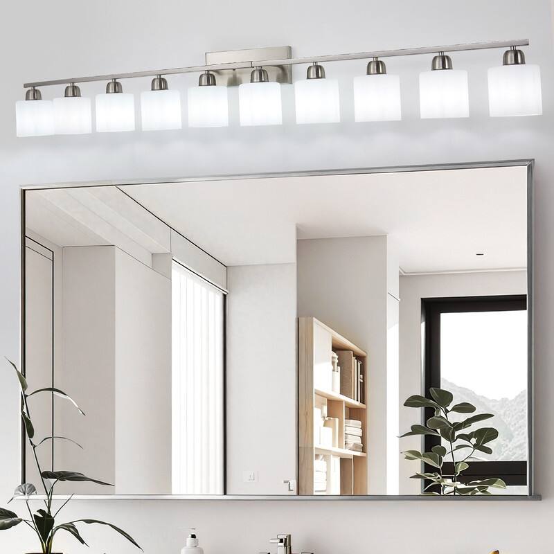 Modern Bathroom Vanity Light With Frosted Milk Glass Shades
