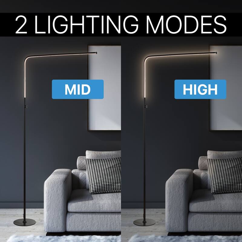 Roxanna 63" LED Integrated Floor Lamp, Chrome by JONATHAN Y - 63" H x 33.5" W x 8.75" D