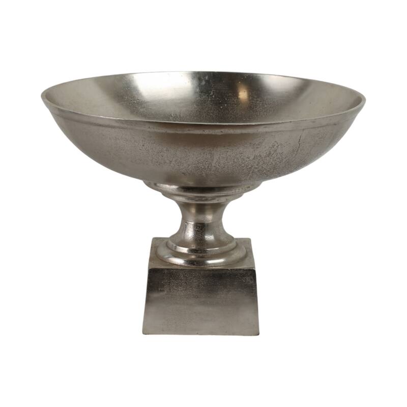 Aluminum Decorative Bowl Modern Pedestal Base Home Decor - 15" Silver - 20" x 20" x 15"