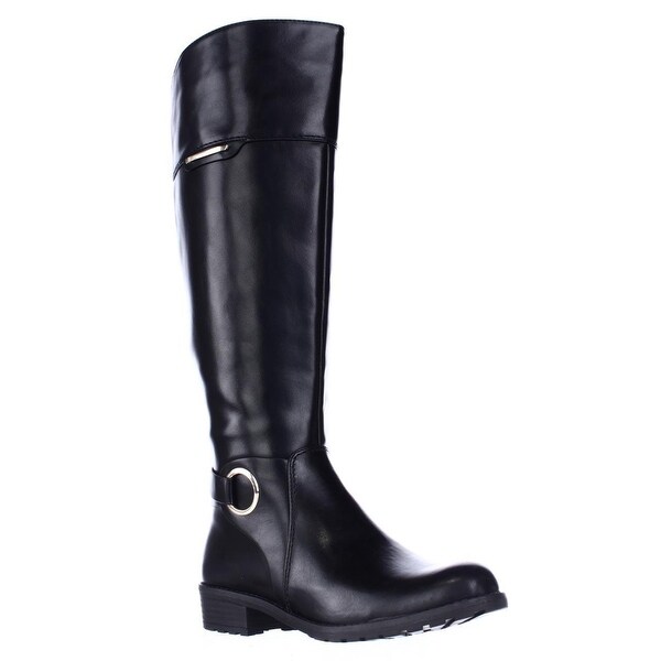 A35 Jadah Casual Flat Riding Boots, Black