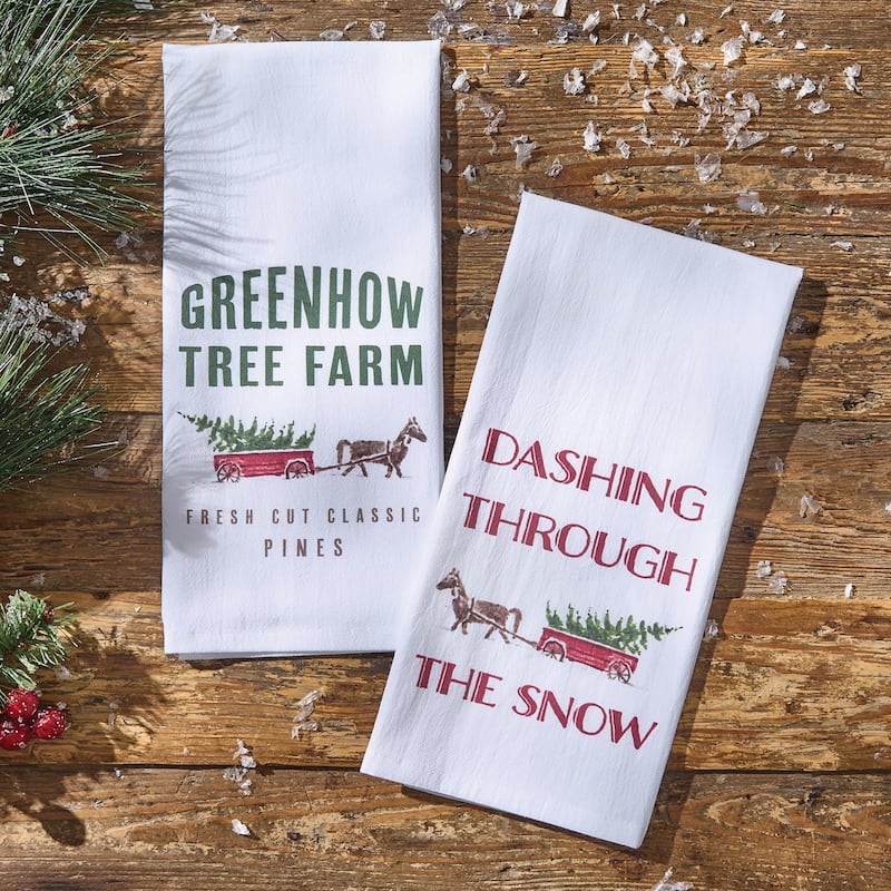 Park Designs Greenhow Tree Farm Dishtowel Set of 2 - 18" X 28"