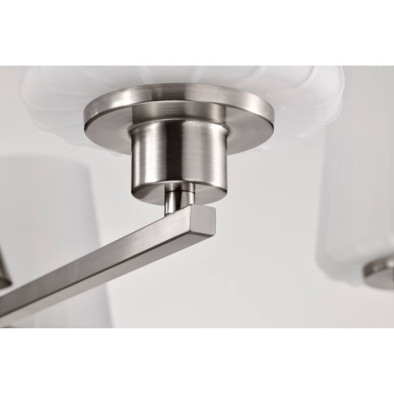 Lune 5 Light Chandelier Brushed Nickel Finish Etched White Glass - Brushed Nickel