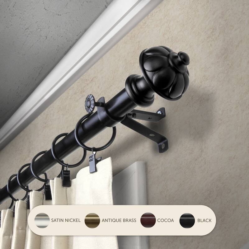 InStyleDesign Noah Adjustable Curtain Rod - 28 to 48 inches - Black